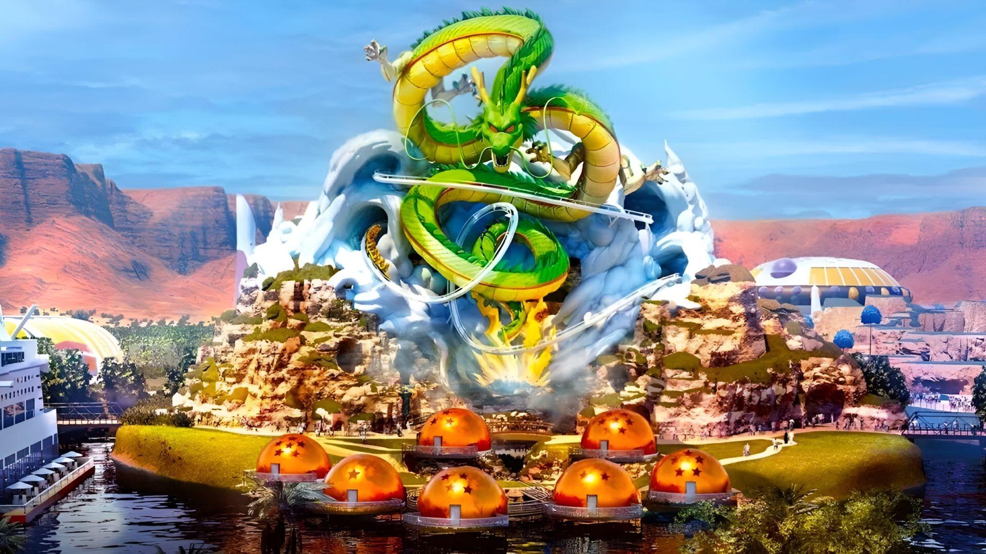 Concept art du futur parc à thème Dragon Ball en Arabie Saoudite