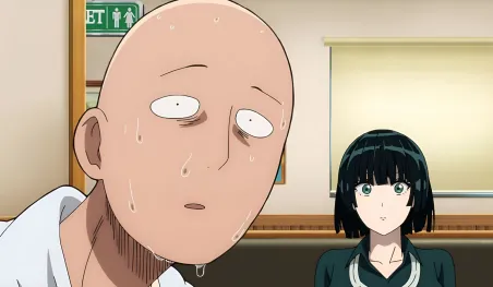One Punch Man Saison 3 : Affiche promotionnelle avec Saitama, symbolisant la déception des fans.
