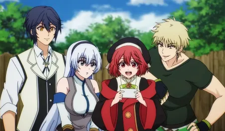 Visuel clé de l'anime The Banished Court Magician présentant les personnages principaux